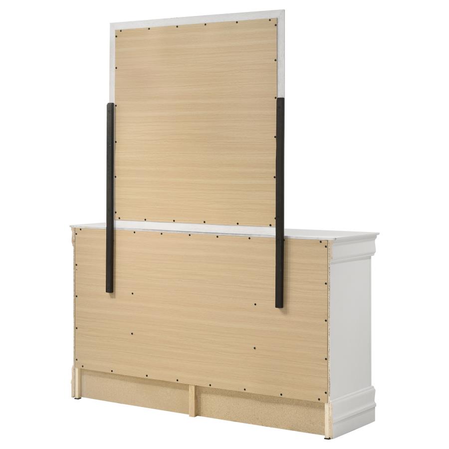 (image for) Louis Philippe 6-drawer Dresser and Mirror White