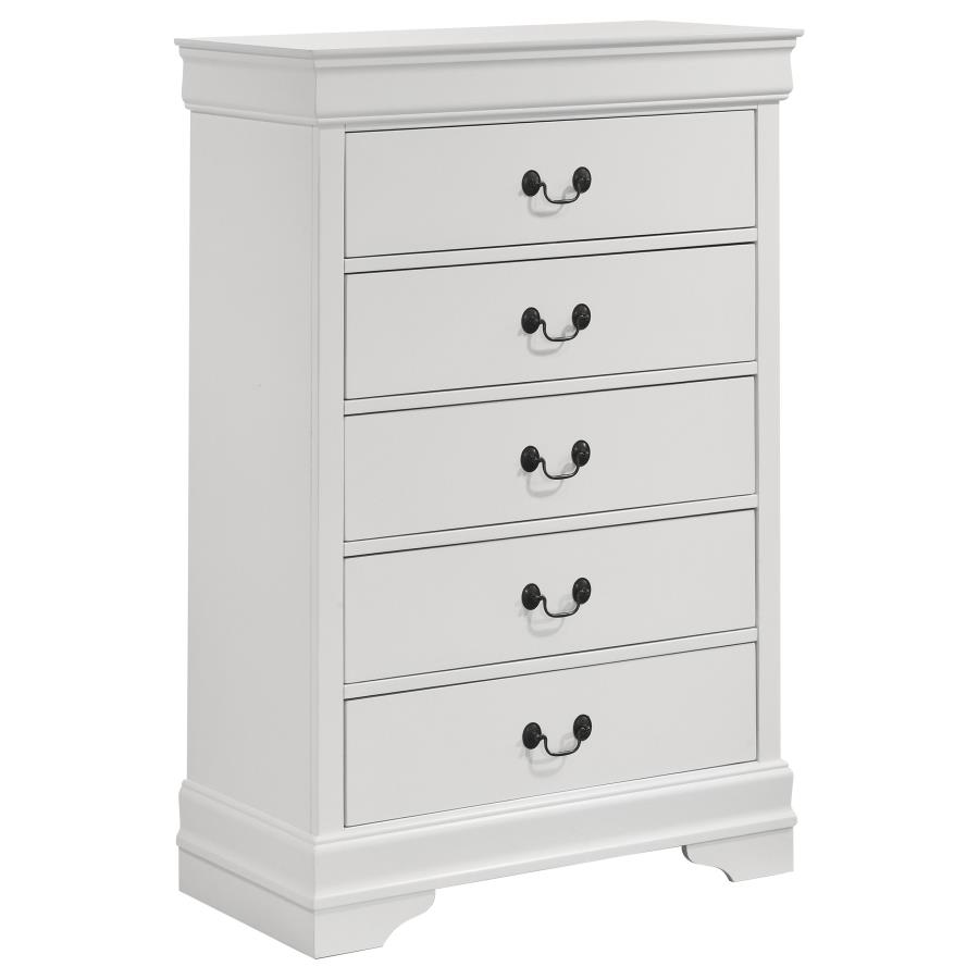 (image for) Louis Philippe 5-drawer Bedroom Chest White - Click Image to Close