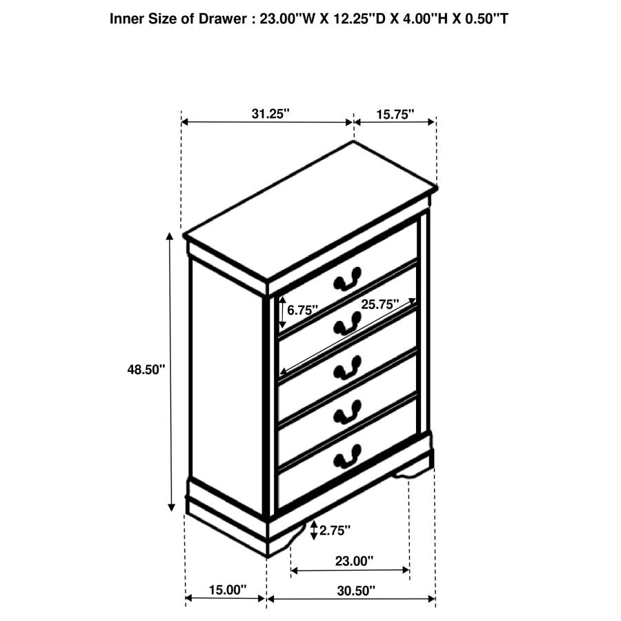 (image for) Louis Philippe 5-drawer Bedroom Chest White