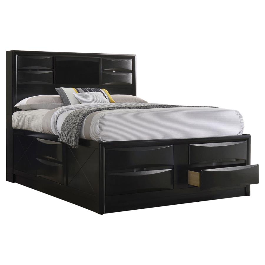 (image for) Briana Wood Eastern King Storage Bookcase Bed Black - Click Image to Close