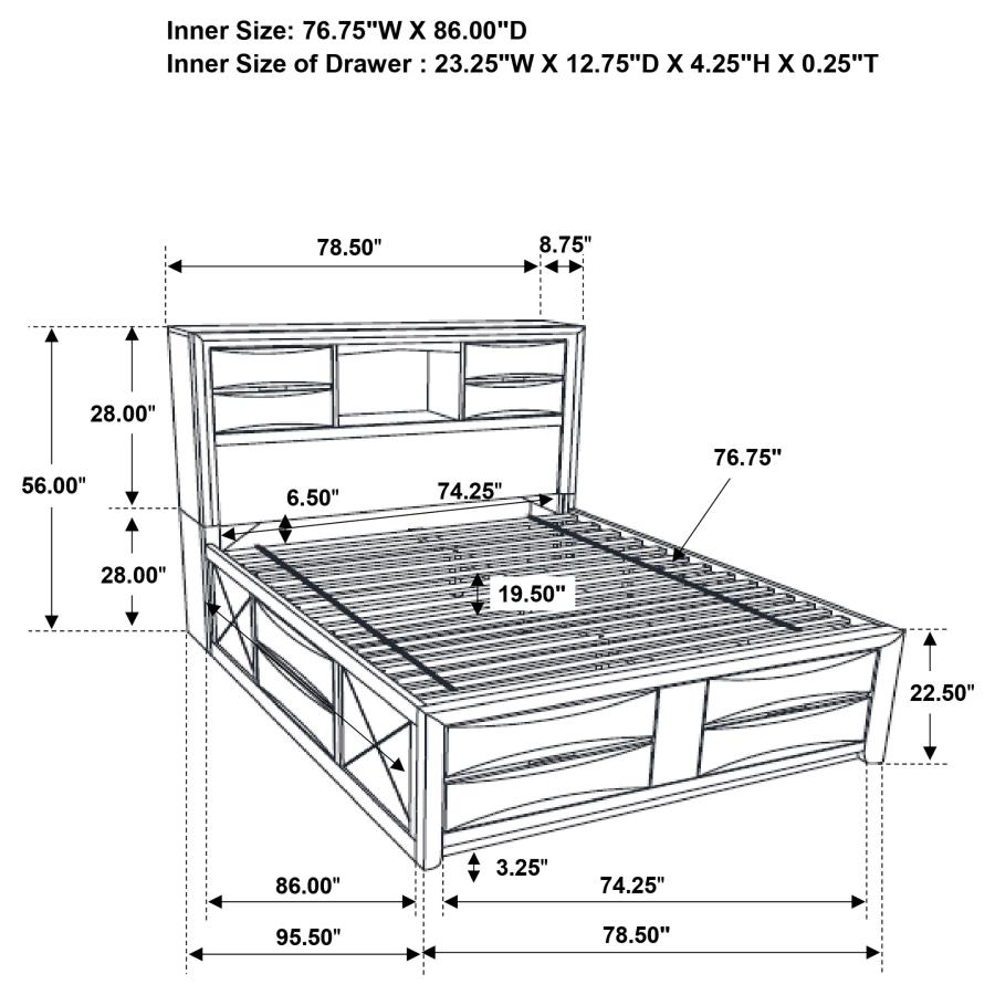 (image for) Briana Wood California King Storage Bookcase Bed Black