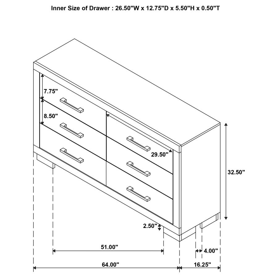 (image for) Jessica 4-piece Eastern King LED Bedroom Set Cream White