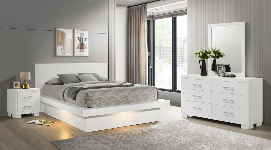 (image for) Jessica 4-piece California King LED Bedroom Set Cream White - Click Image to Close