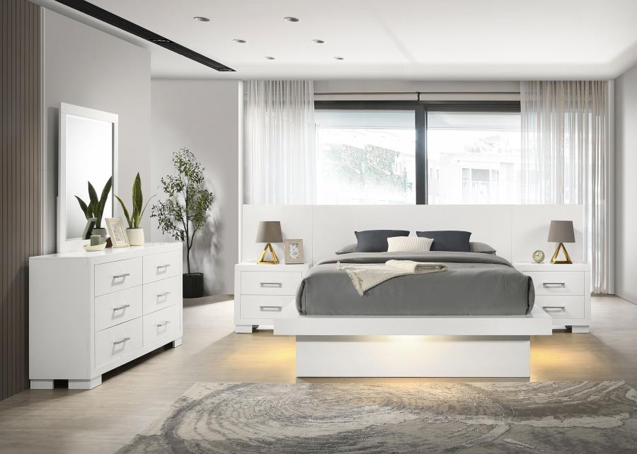 (image for) Jessica 5-piece California King LED Bedroom Set Cream White - Click Image to Close