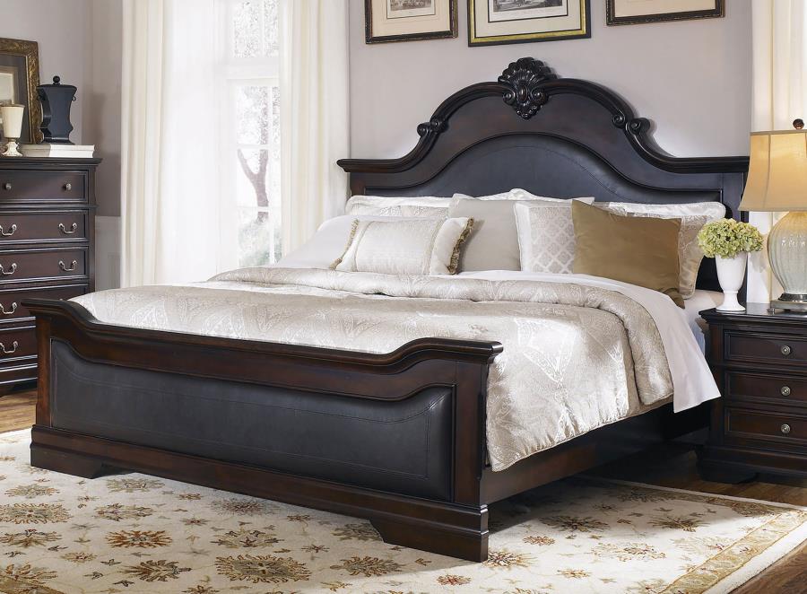 (image for) Cambridge Wood Eastern King Panel Bed Cappuccino