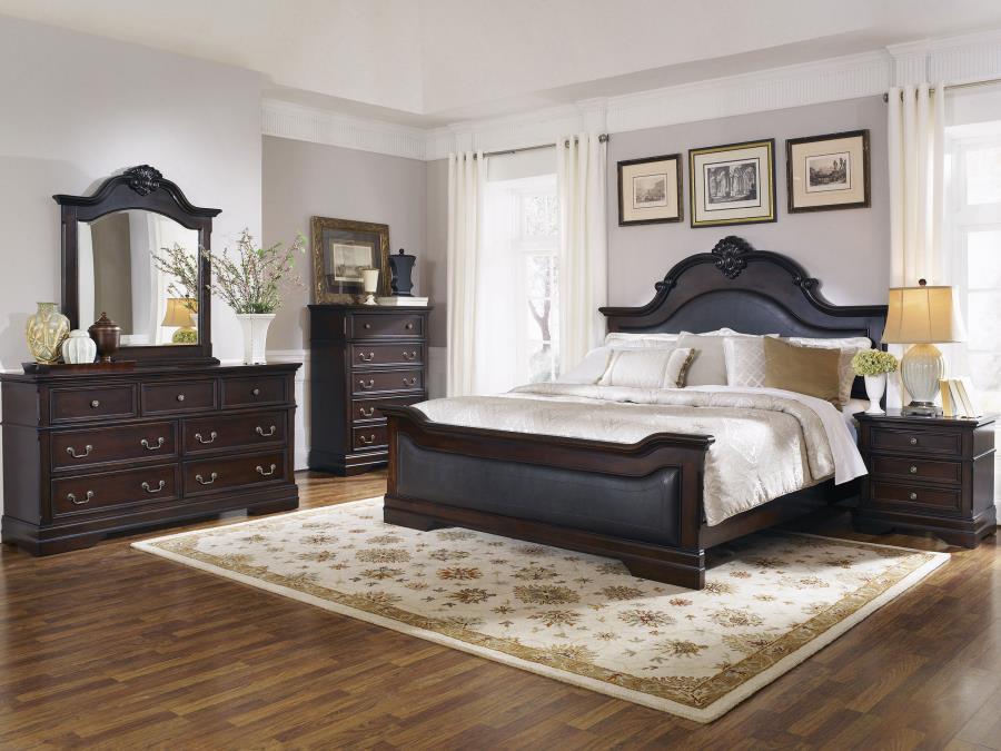 (image for) Cambridge Wood Eastern King Panel Bed Cappuccino