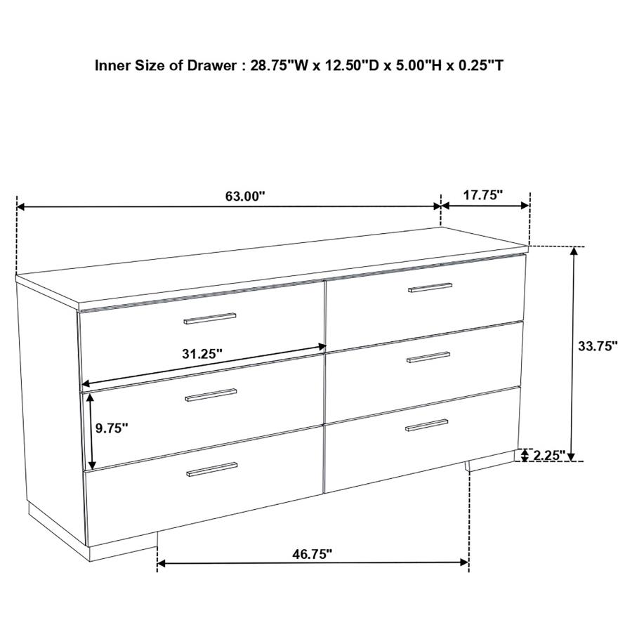 (image for) Felicity 5-piece Full Bedroom Set White High Gloss