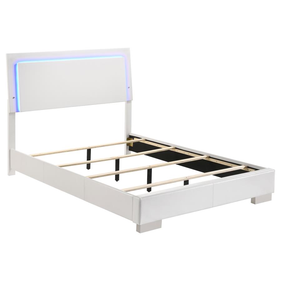 (image for) Felicity Wood Full LED Panel Bed White High Gloss