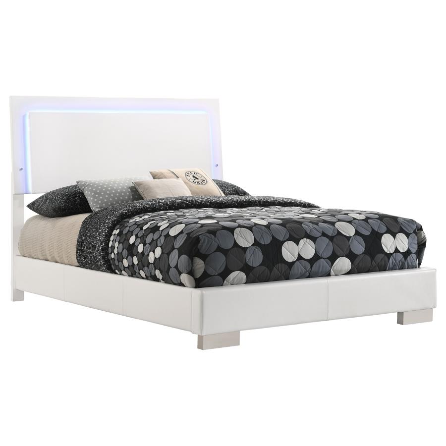 (image for) Felicity Wood Full LED Panel Bed White High Gloss