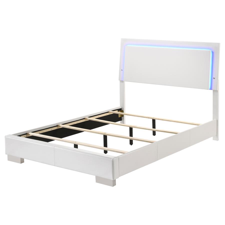 (image for) Felicity Wood Full LED Panel Bed White High Gloss