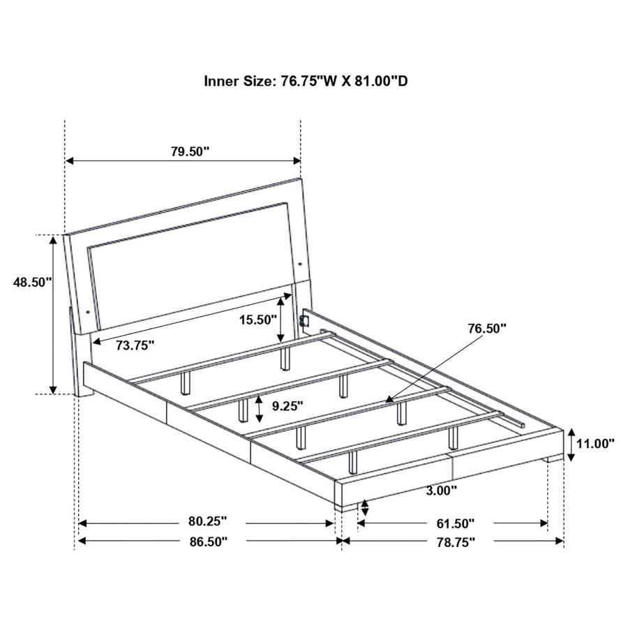 (image for) Felicity Wood Eastern King LED Panel Bed White High Gloss