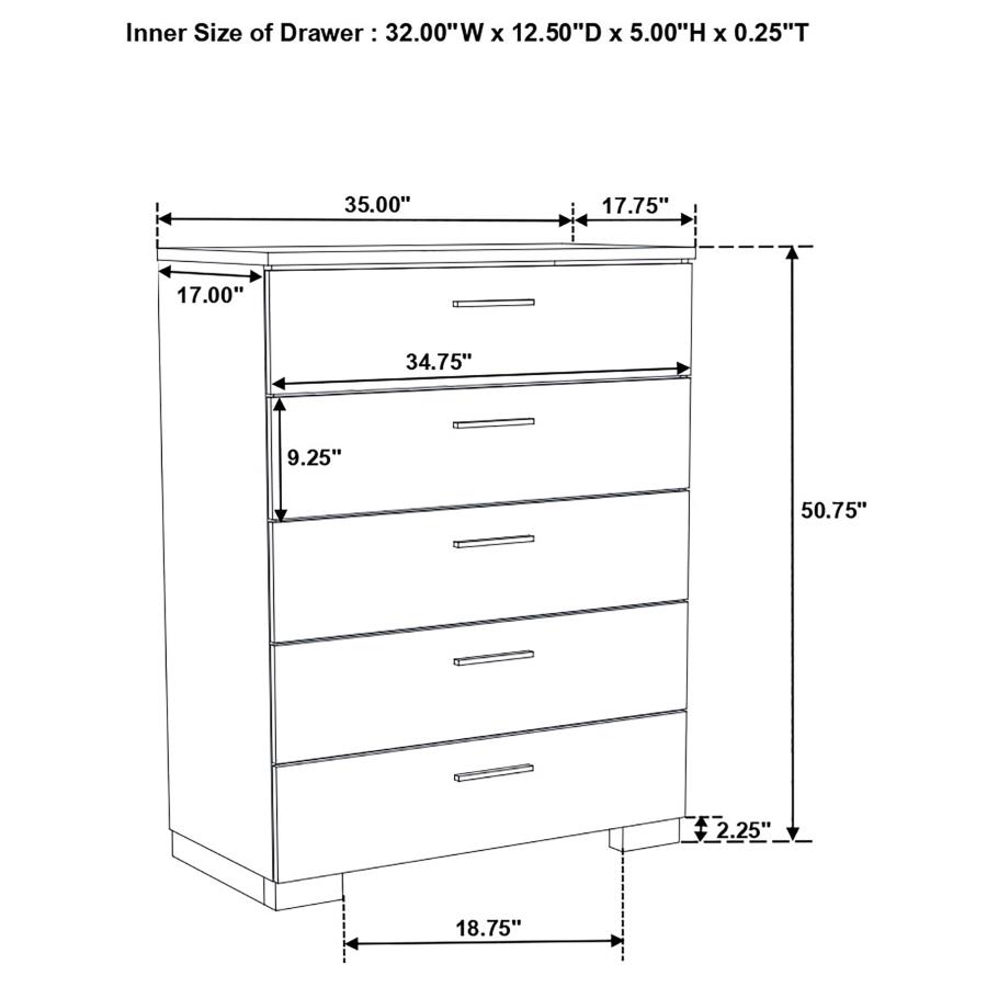 (image for) Felicity 5-piece California King Bedroom Set White Gloss