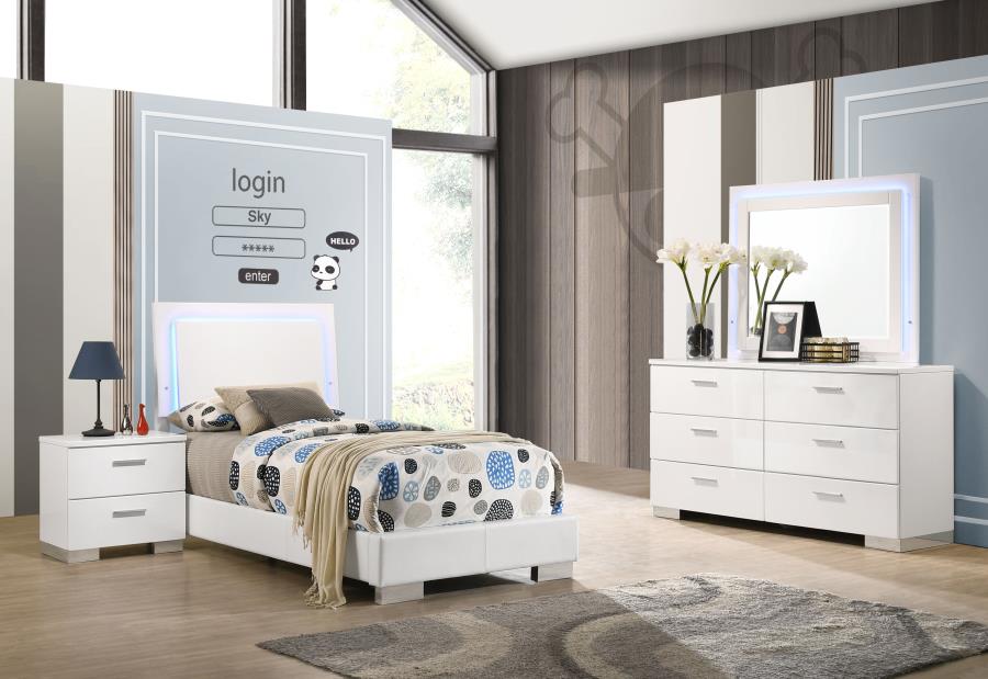 (image for) Felicity 4-piece Twin Bedroom Set White High Gloss