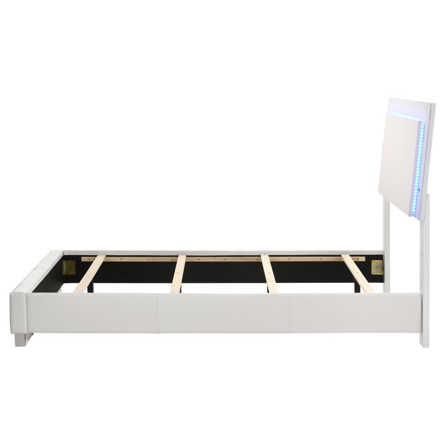 (image for) Felicity Wood Twin LED Panel Bed White High Gloss