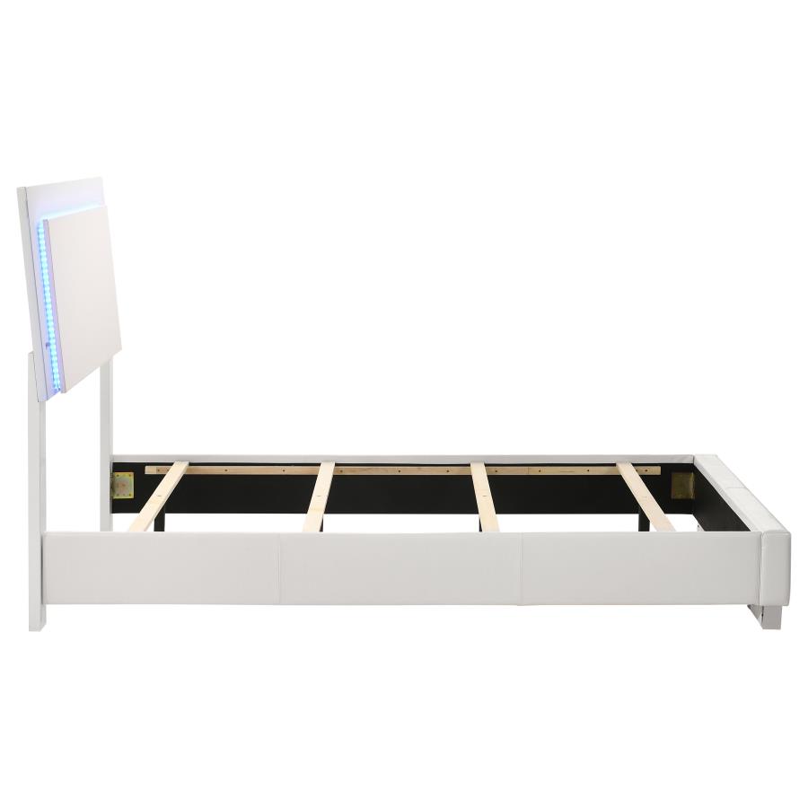 (image for) Felicity Wood Twin LED Panel Bed White High Gloss