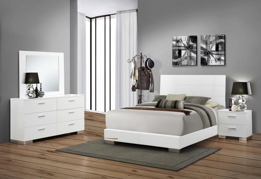 (image for) Felicity 4-piece Eastern King Bedroom Set White High Gloss - Click Image to Close