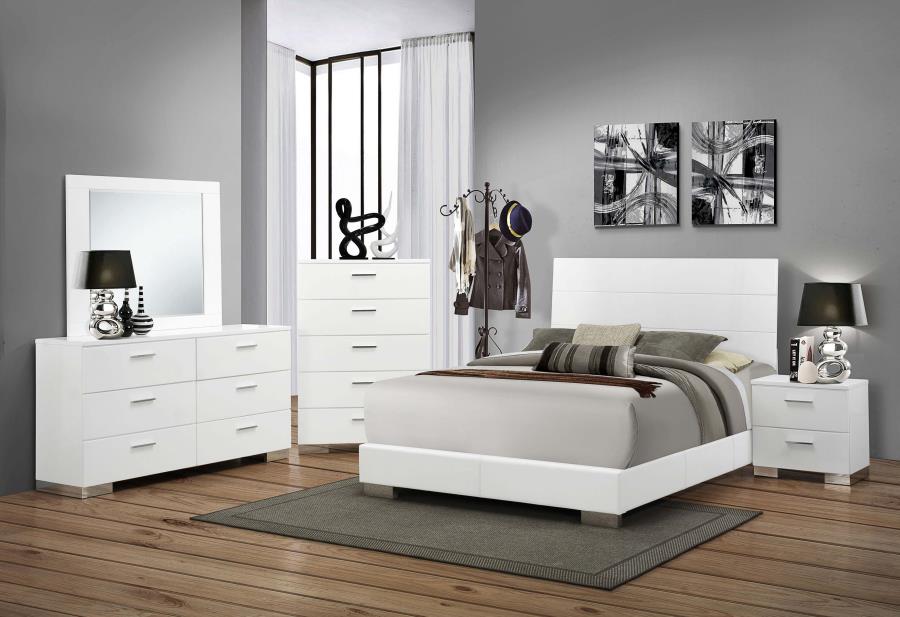 (image for) Felicity 5-piece Eastern King Bedroom Set White High Gloss - Click Image to Close