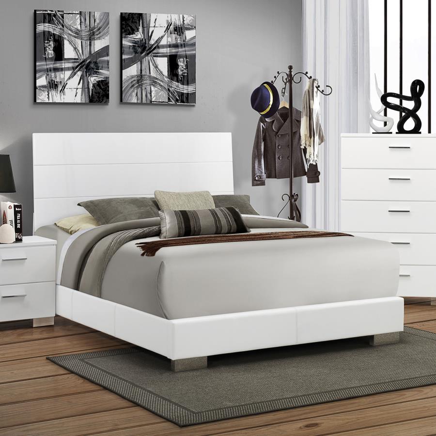 (image for) Felicity Wood Eastern King Panel Bed White High Gloss