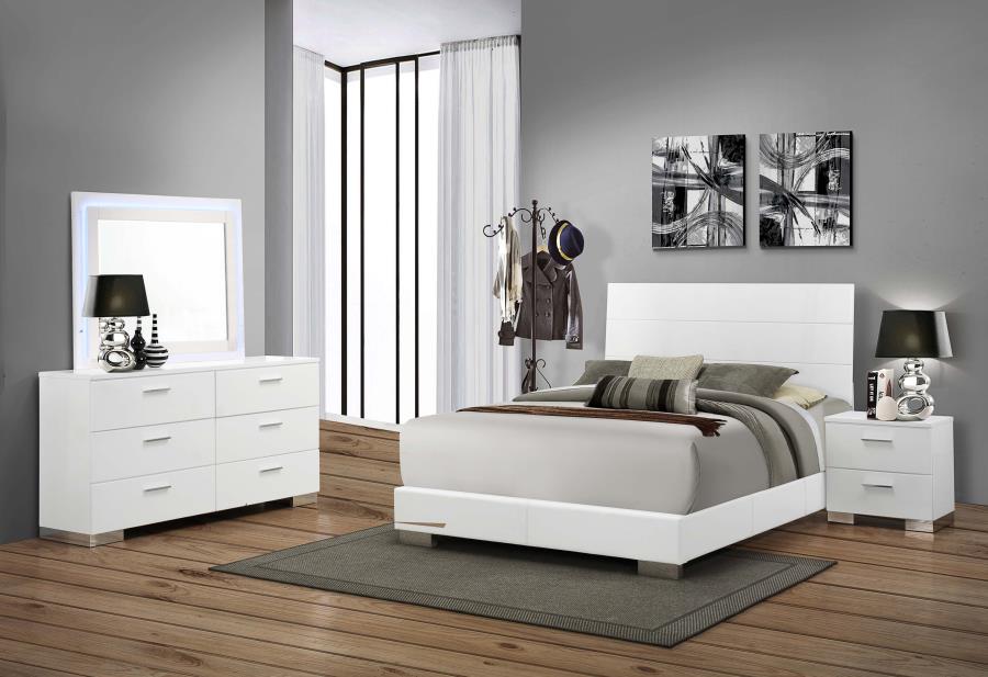 (image for) Felicity 4-piece California King Bedroom Set White Gloss - Click Image to Close