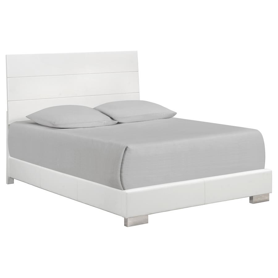 (image for) Felicity Wood California King Panel Bed White High Gloss - Click Image to Close