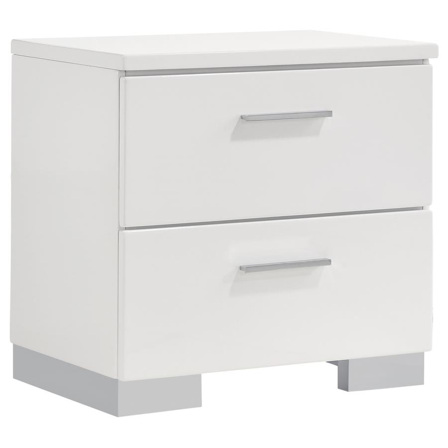 (image for) Felicity 2-drawer Nightstand White High Gloss - Click Image to Close