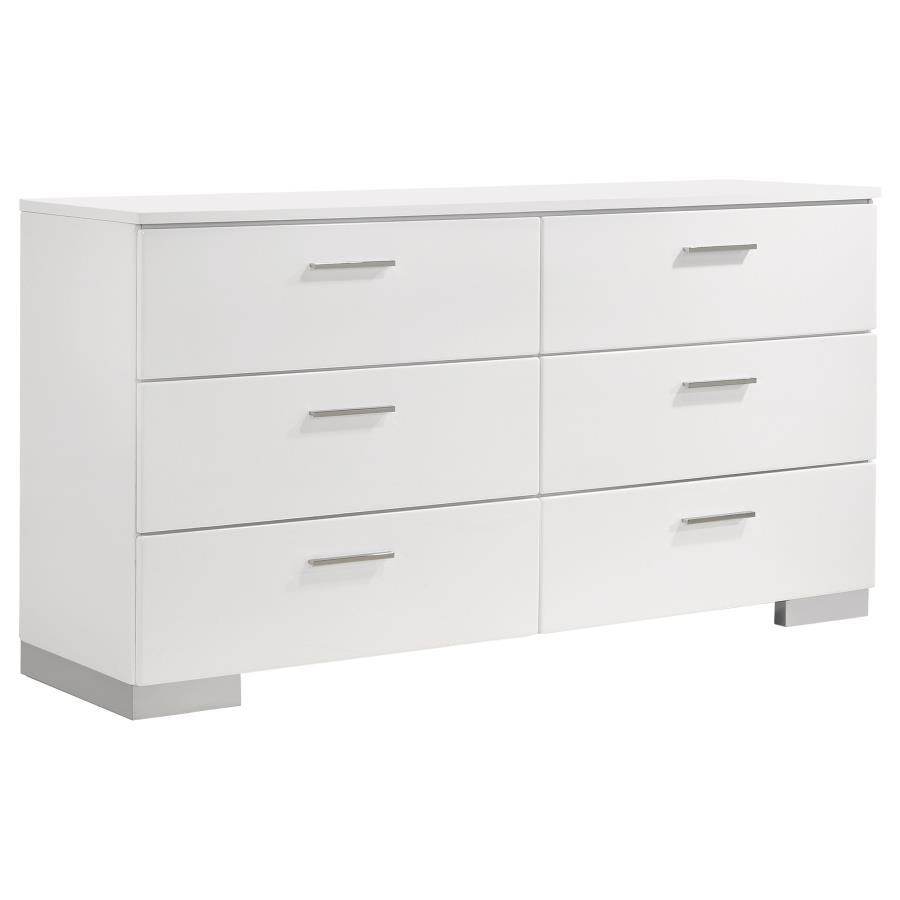 (image for) Felicity 6-drawer Dresser White High Gloss - Click Image to Close