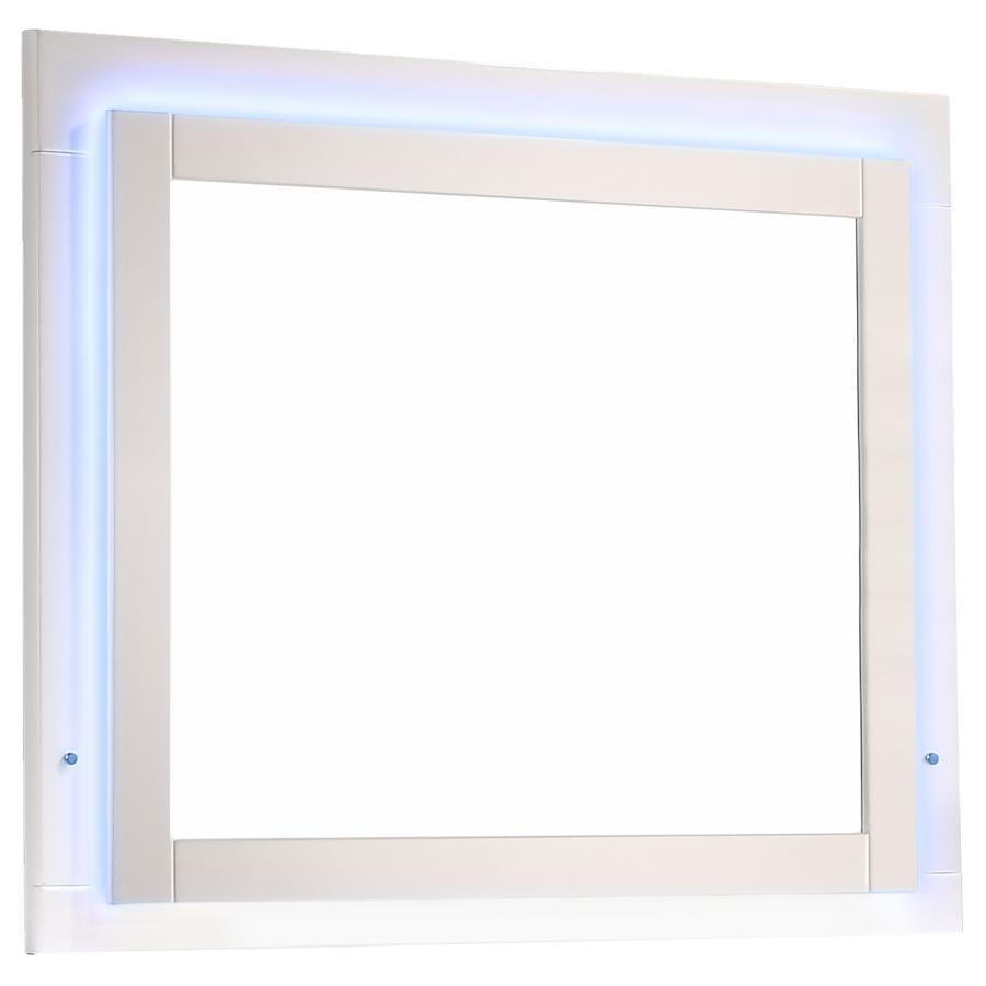 (image for) Felicity Wood LED Dresser Mirror White High Gloss - Click Image to Close