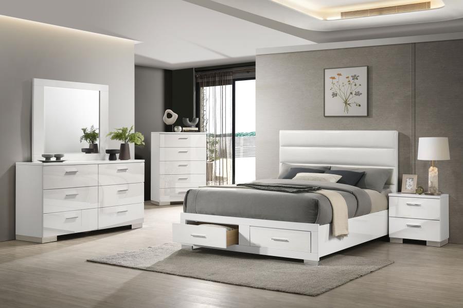 Modal Additional Images for Felicity California King Storage Bed White High Gloss