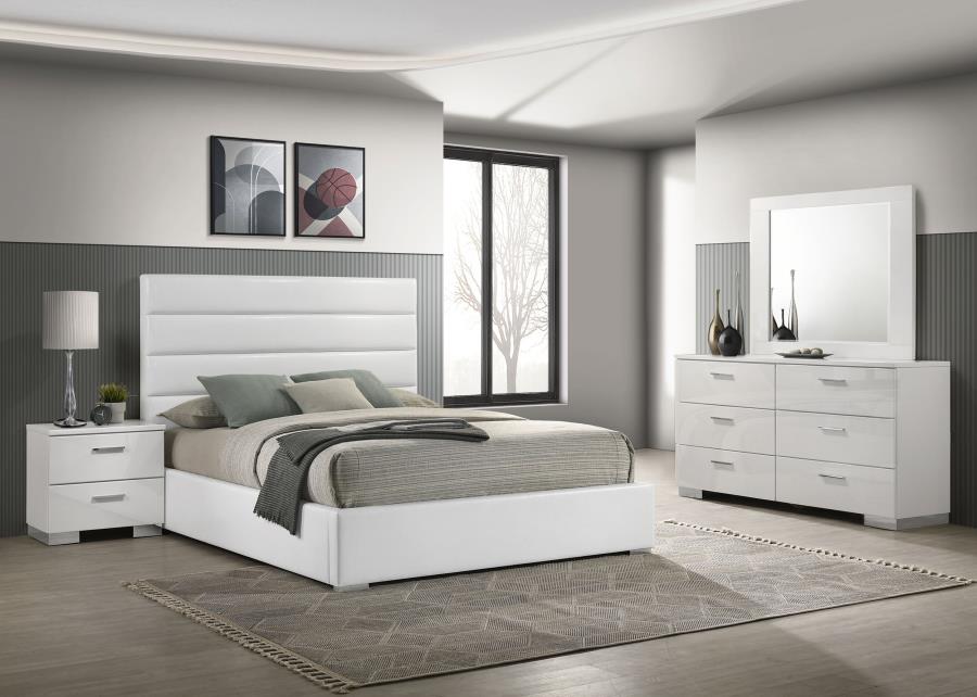 (image for) Felicity 4-piece California King Bedroom Set White High Gloss