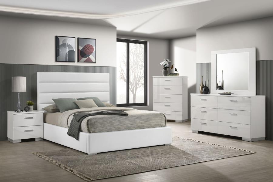 (image for) Felicity 5-piece Queen Bedroom Set White High Gloss
