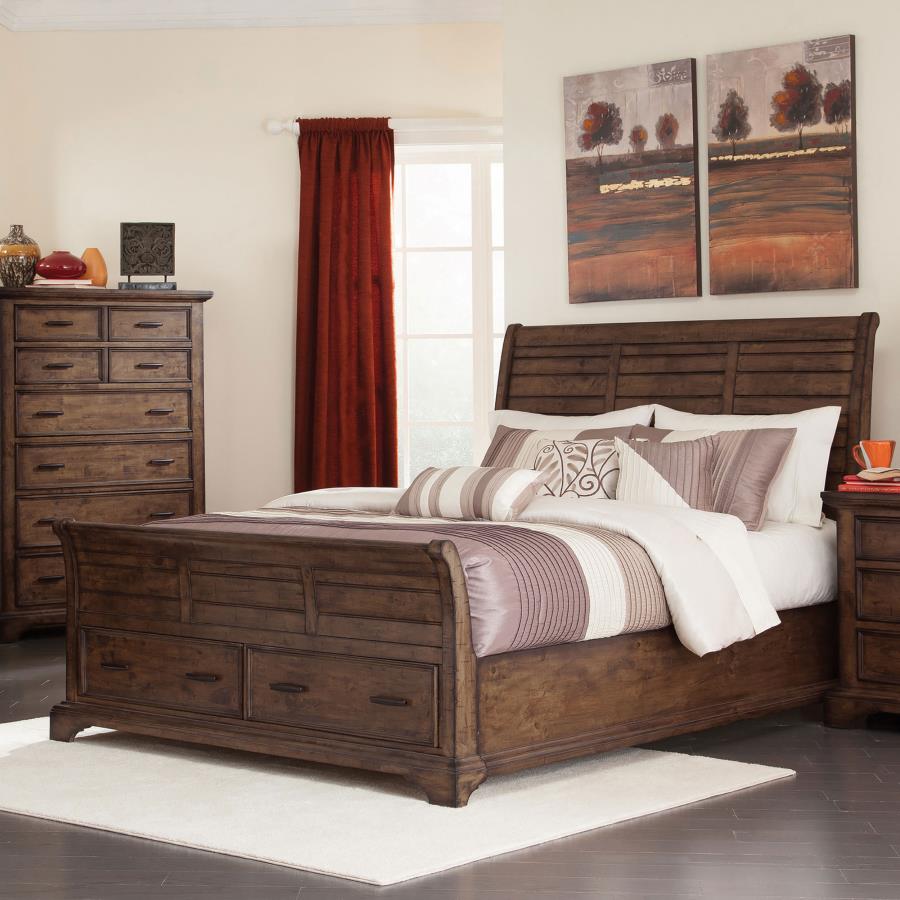 (image for) Elk Grove Eastern King Storage Sleigh Bed Vintage Bourbon