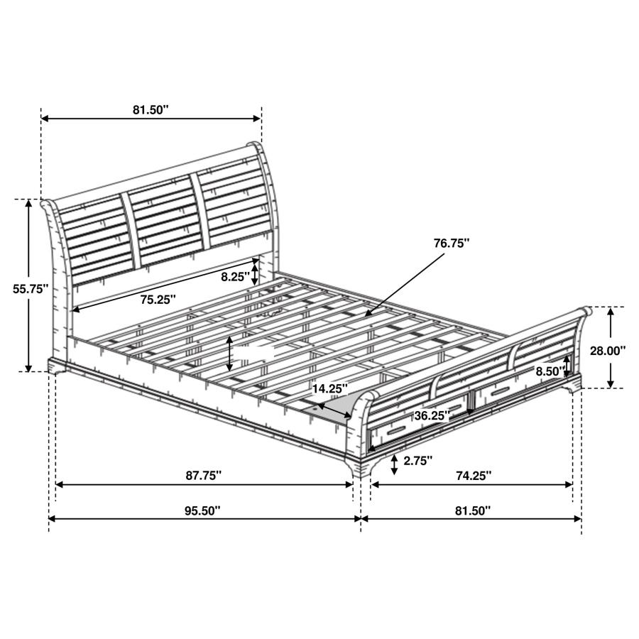 (image for) Elk Grove Eastern King Storage Sleigh Bed Vintage Bourbon