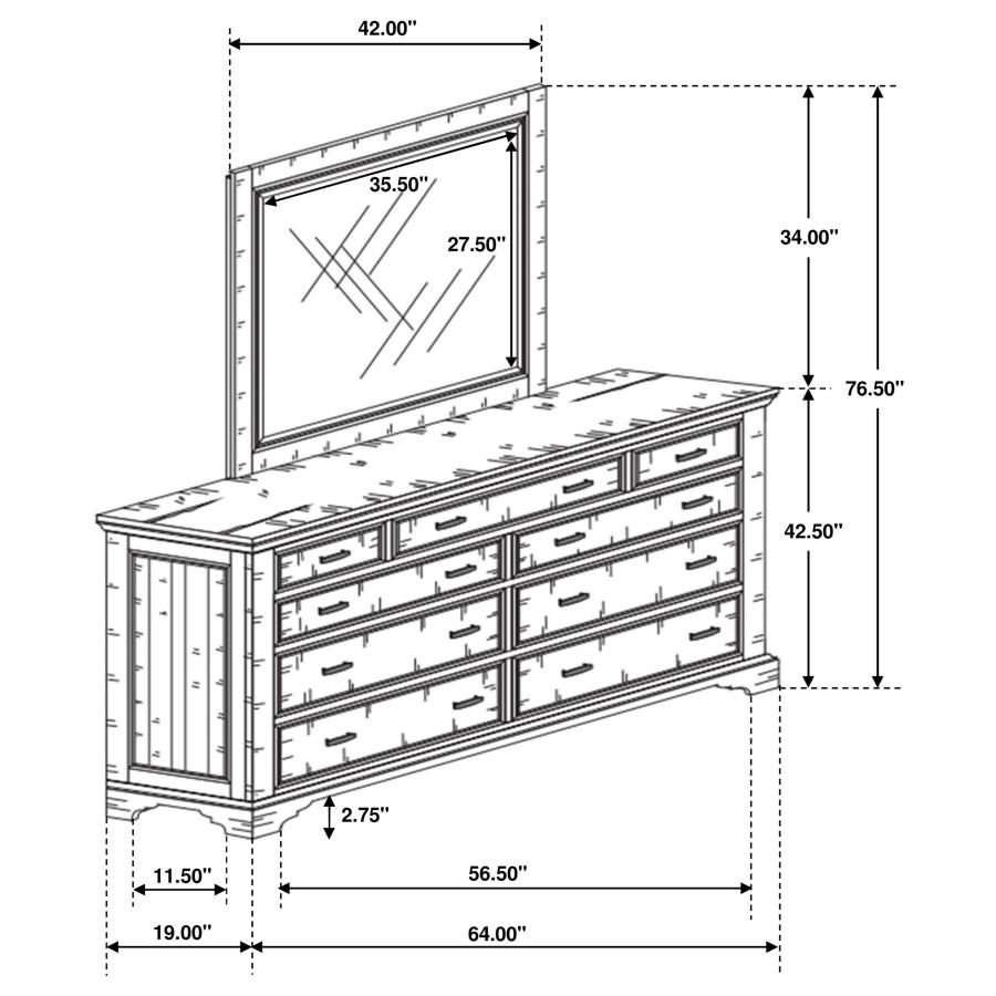 (image for) Elk Grove 9-drawer Dresser with Mirror Vintage Bourbon