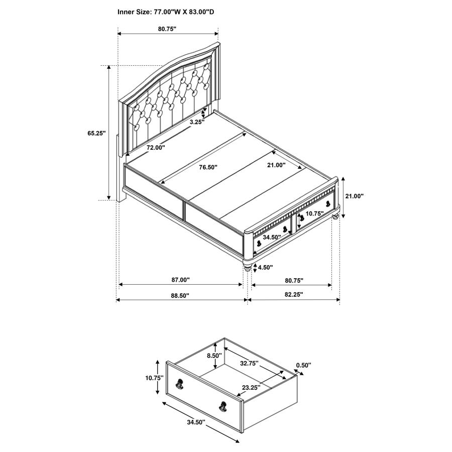 (image for) Bling Game 4-piece Eastern King Bedroom Set Platinum