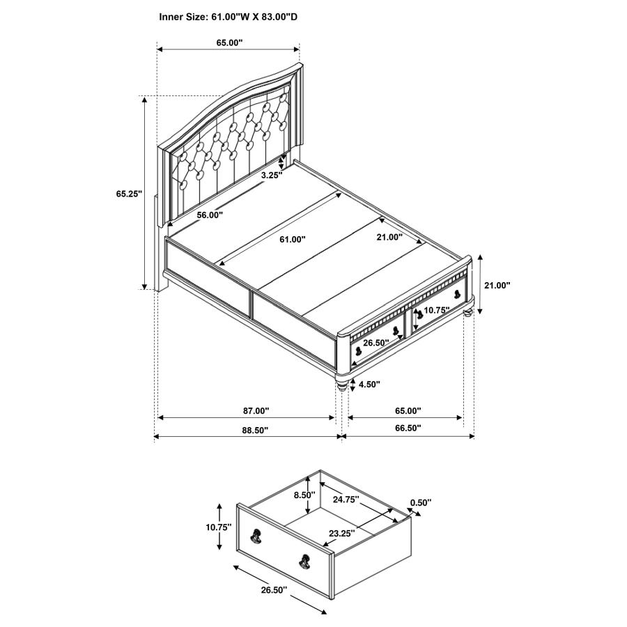 (image for) Bling Game Wood Queen Storage Panel Bed Metallic Platinum