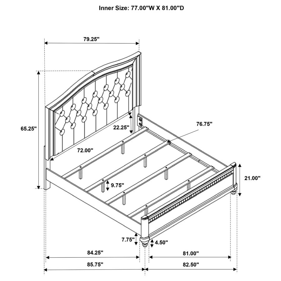 (image for) Bling Game 4-piece Eastern King Bedroom Set Platinum