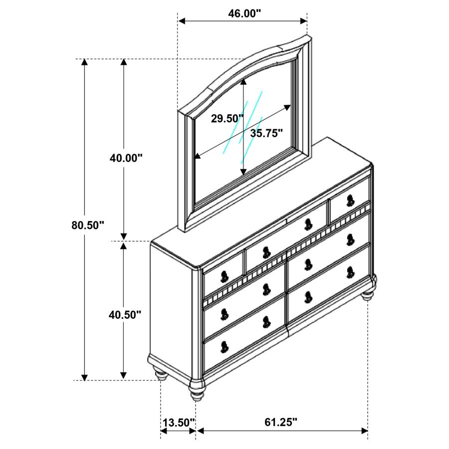 (image for) Bling Game 7-drawer Dresser with Mirror Metallic Platinum