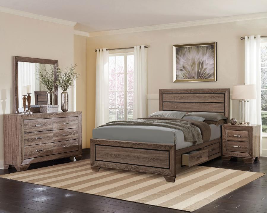 (image for) Kauffman 4-piece Eastern King Bedroom Set Washed Taupe - Click Image to Close