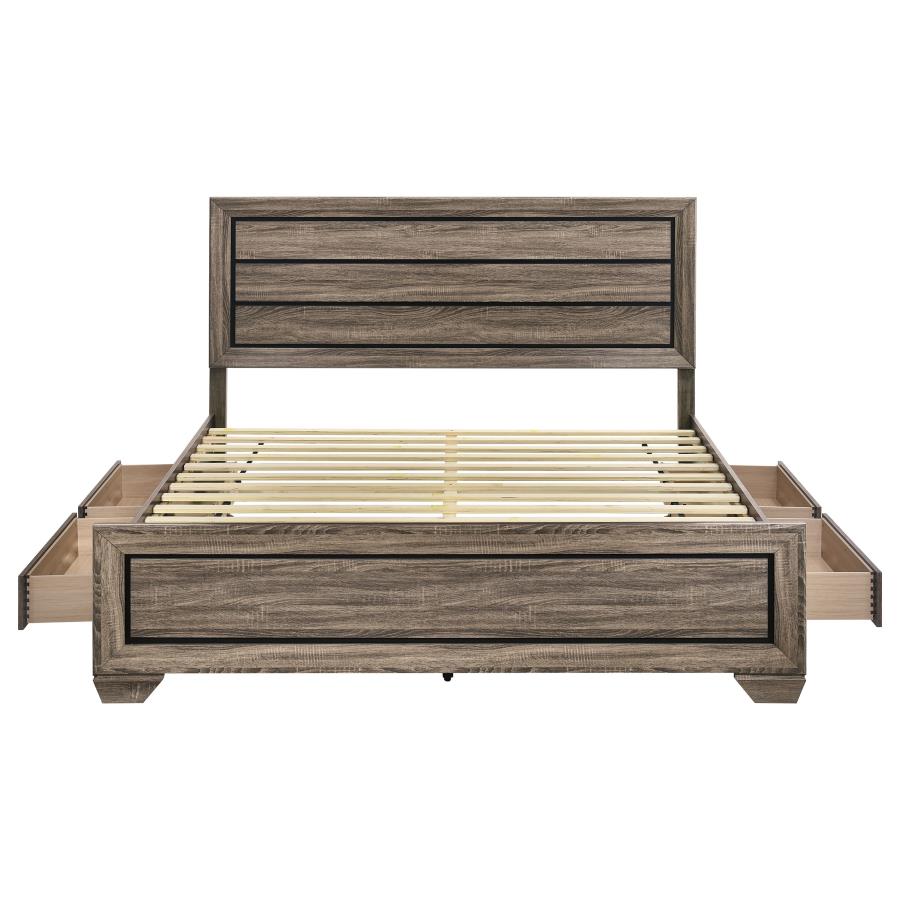 Kauffman Wood Eastern King Storage Panel Bed Washed Taupe