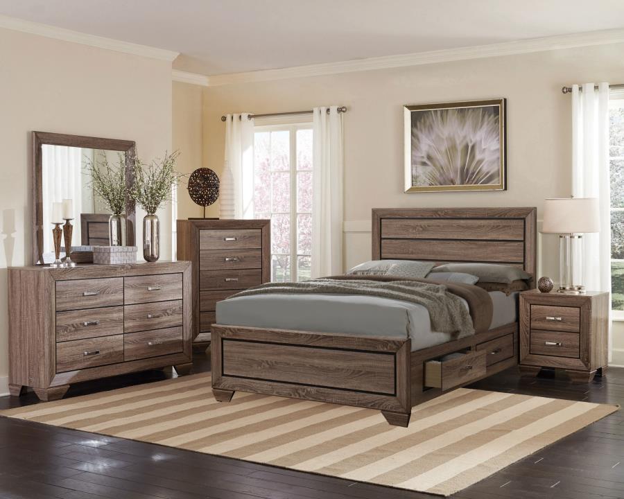 (image for) Kauffman Wood California King Storage Panel Bed Washed Taupe