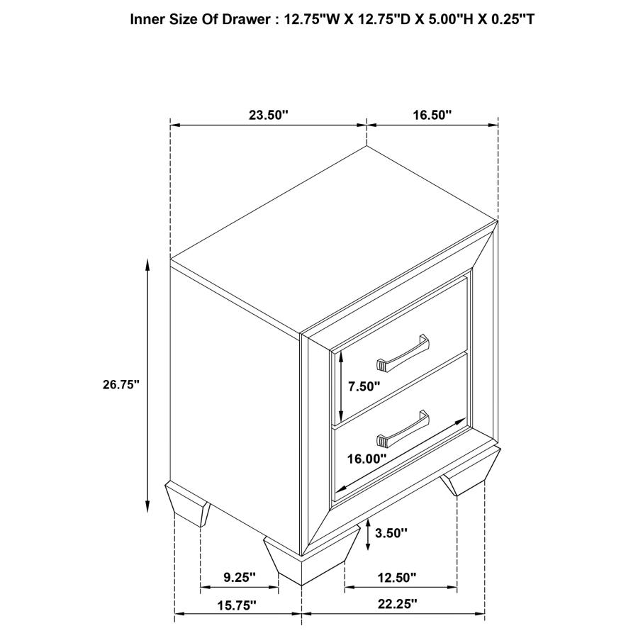 (image for) Kauffman 2-drawer Nightstand Washed Taupe