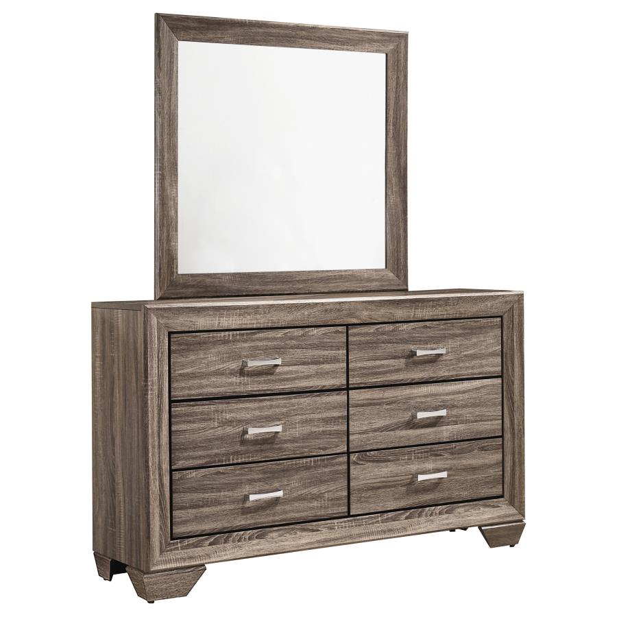 (image for) Kauffman 6-drawer Dresser with Mirror Washed Taupe - Click Image to Close