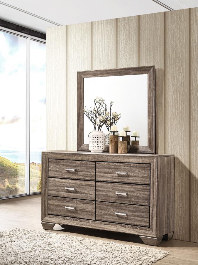 (image for) Kauffman 6-drawer Dresser with Mirror Washed Taupe