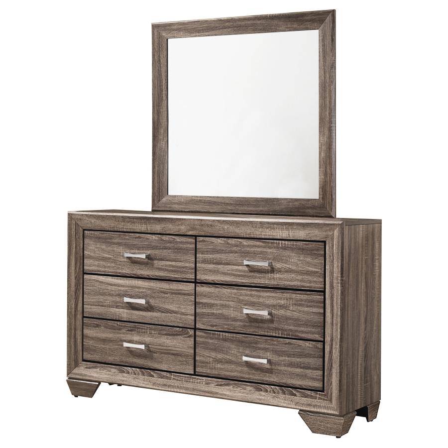 (image for) Kauffman 6-drawer Dresser with Mirror Washed Taupe