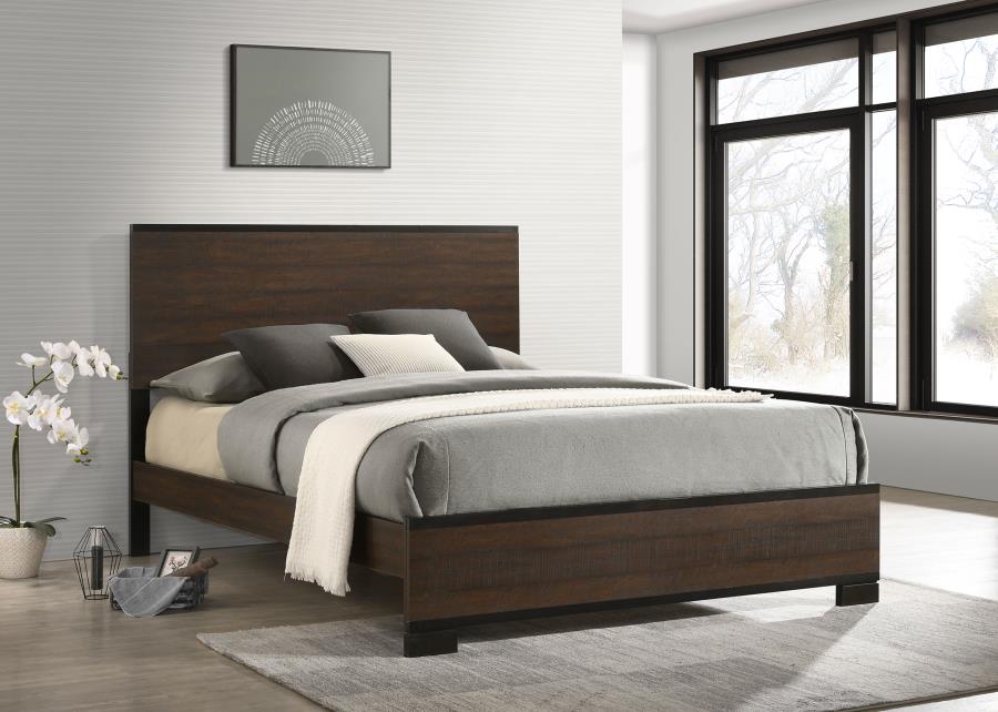 (image for) Edmonton Wood California King Panel Bed Rustic Tobacco