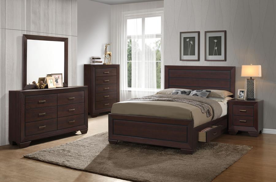 (image for) Kauffman Wood Eastern King Storage Panel Bed Dark Cocoa