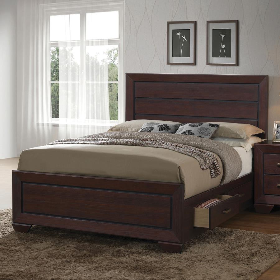 (image for) Kauffman Wood California King Storage Panel Bed Dark Cocoa