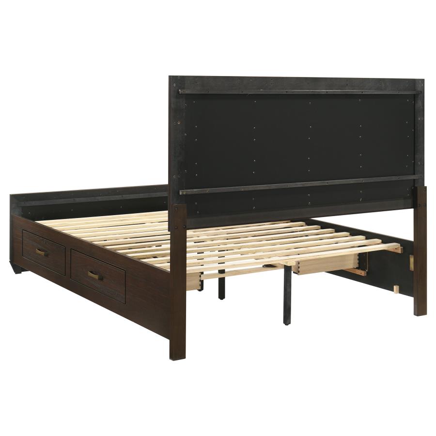 (image for) Kauffman Wood California King Storage Panel Bed Dark Cocoa