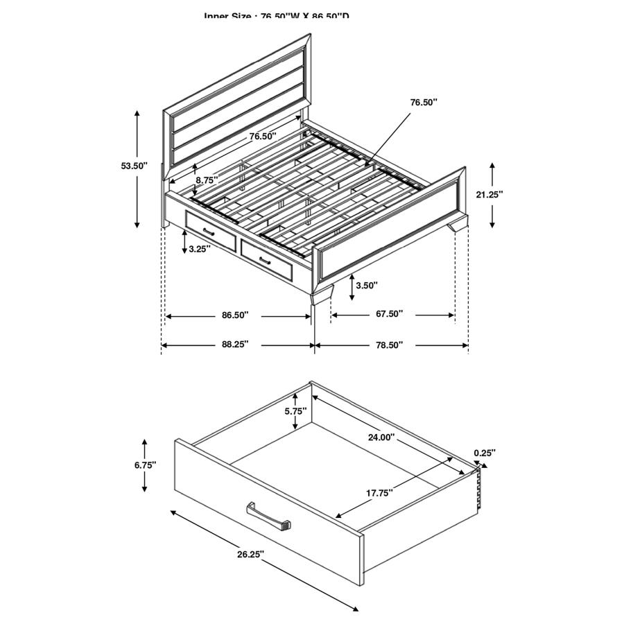 (image for) Kauffman Wood California King Storage Panel Bed Dark Cocoa