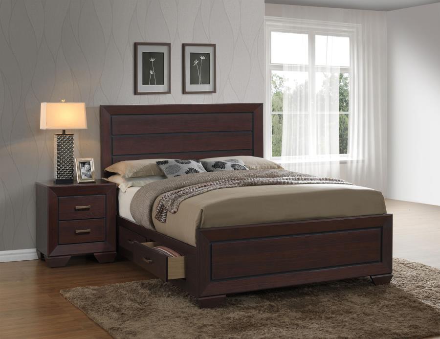 (image for) Kauffman Wood Queen Storage Panel Bed Dark Cocoa